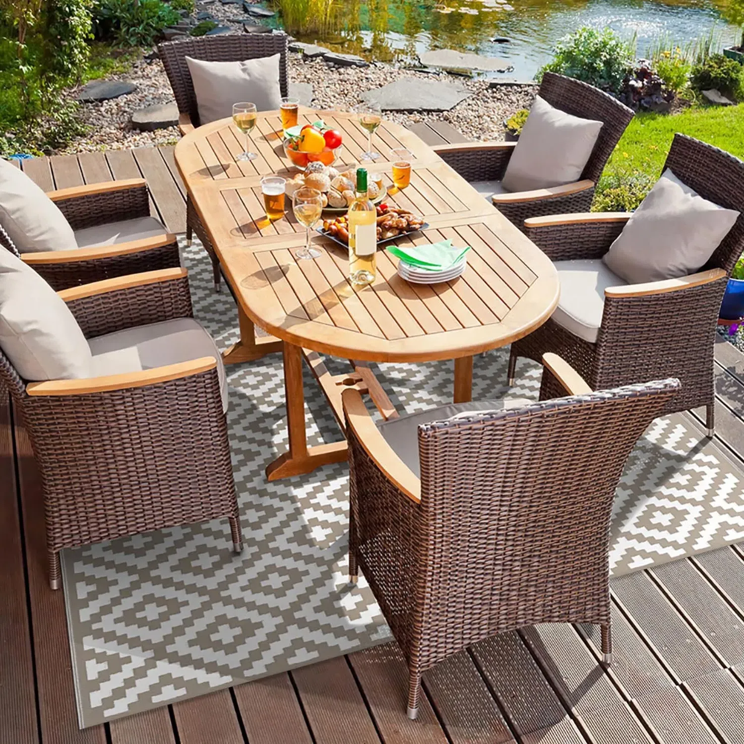 Diamond Geo Outdoor Rug - Natural