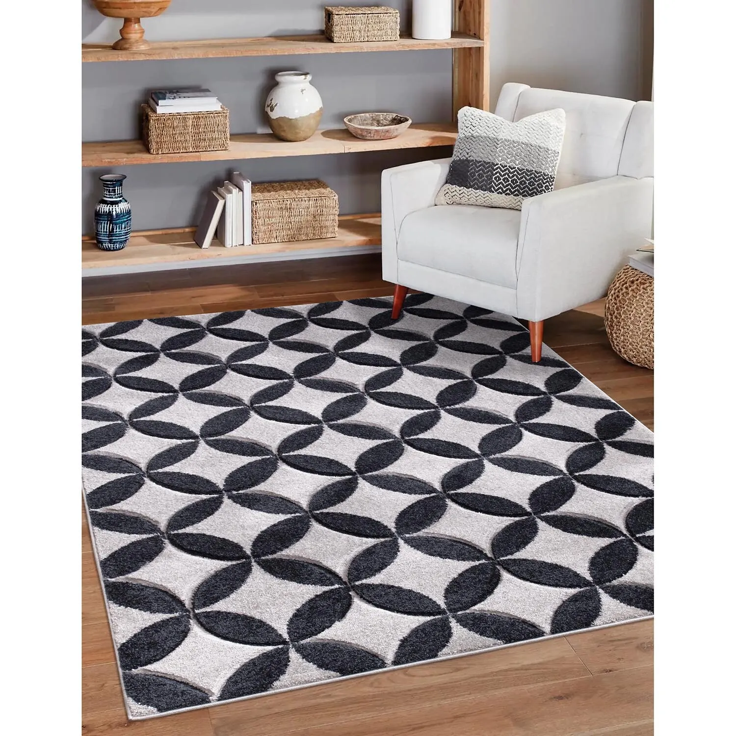 Diamond Geo Rug 160cm - Grey