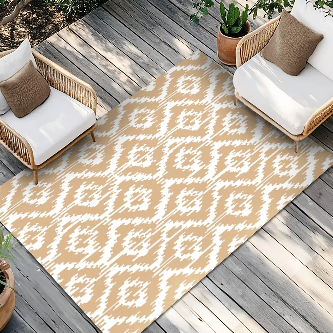 Diamond Haze Outdoor Rug - Beige