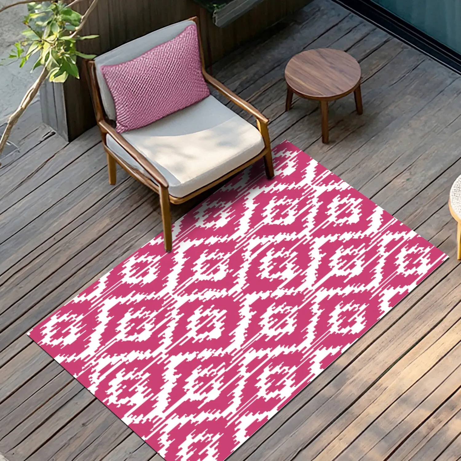 Diamond Haze Reversible Outdoor Rug - Pink