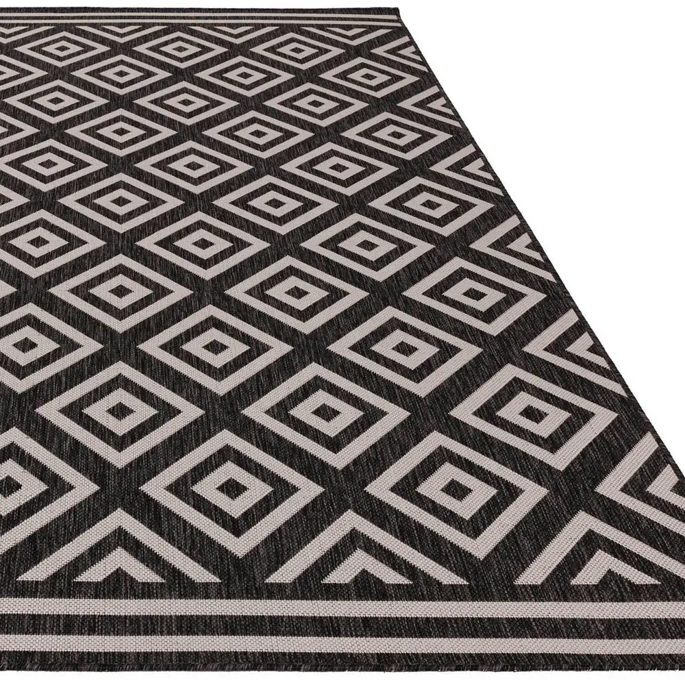 Diamond Indoor Outdoor Rug 120cm - Charcoal