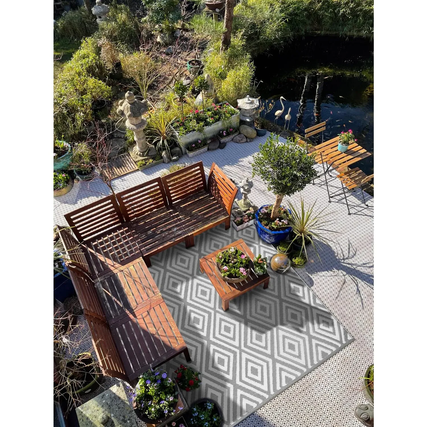 Diamond Outdoor Rug - Grey