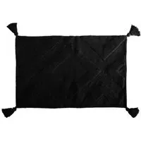 Diamond Tassel Woven Rug - Black