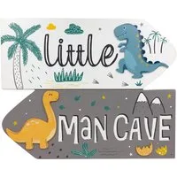 Dino Little Man Cave Wall Plaque - Multi