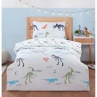 Dinosaur Single Duvet Cover Set - Grey