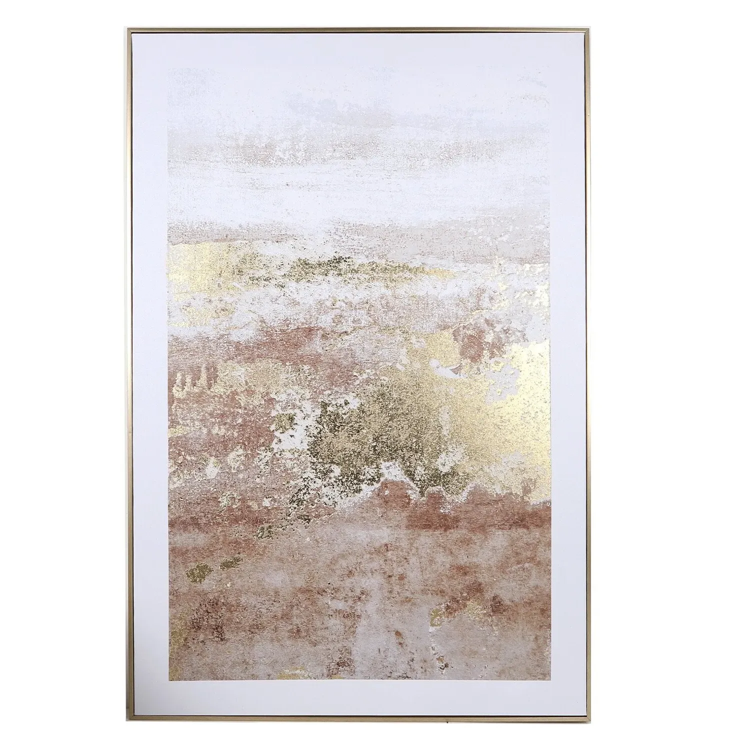 Distressed Foiled Framed Wall Art - Bronze