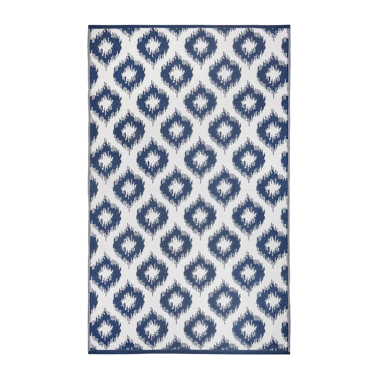 Distressed Geo Outdoor Rug - Navy