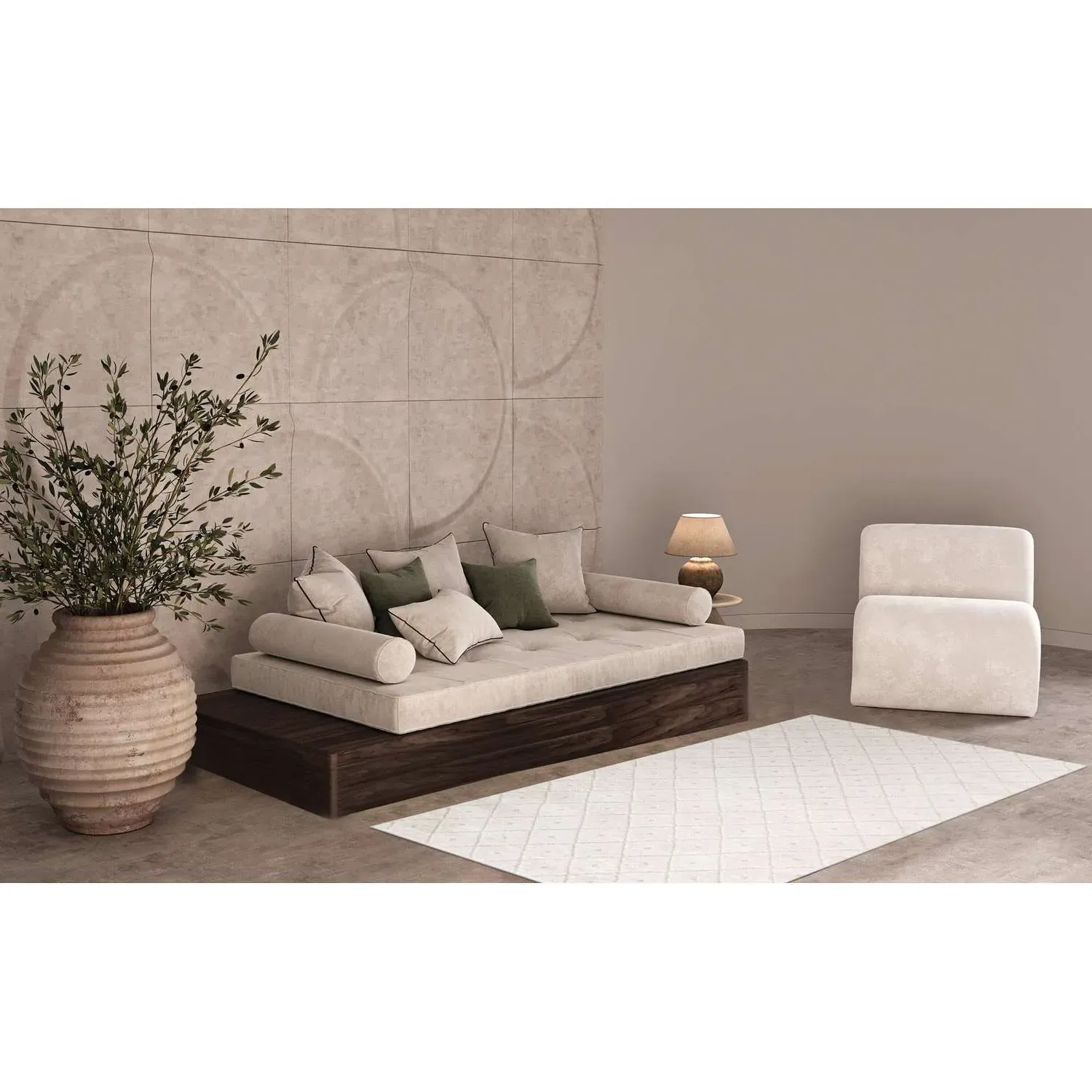 Dottie Diamond Rug - White