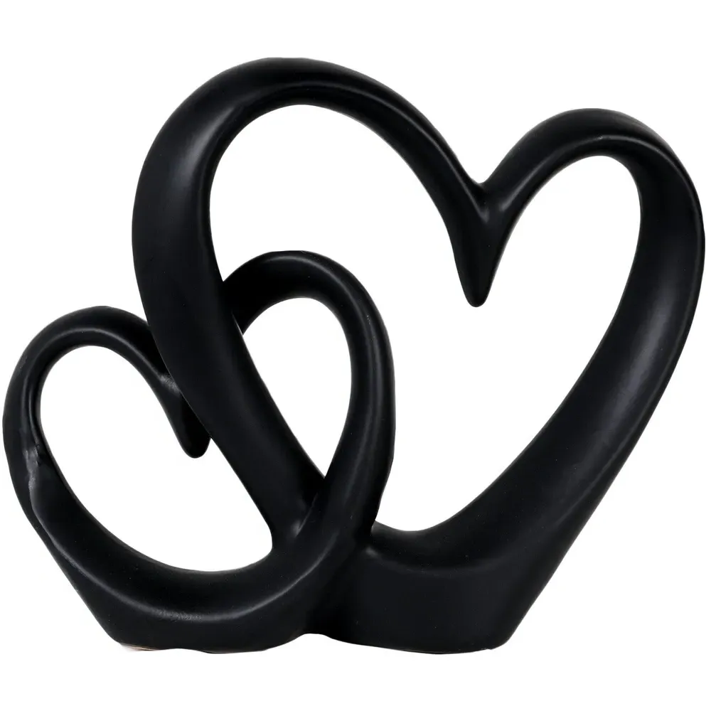 Double Heart Ornament - Black, White