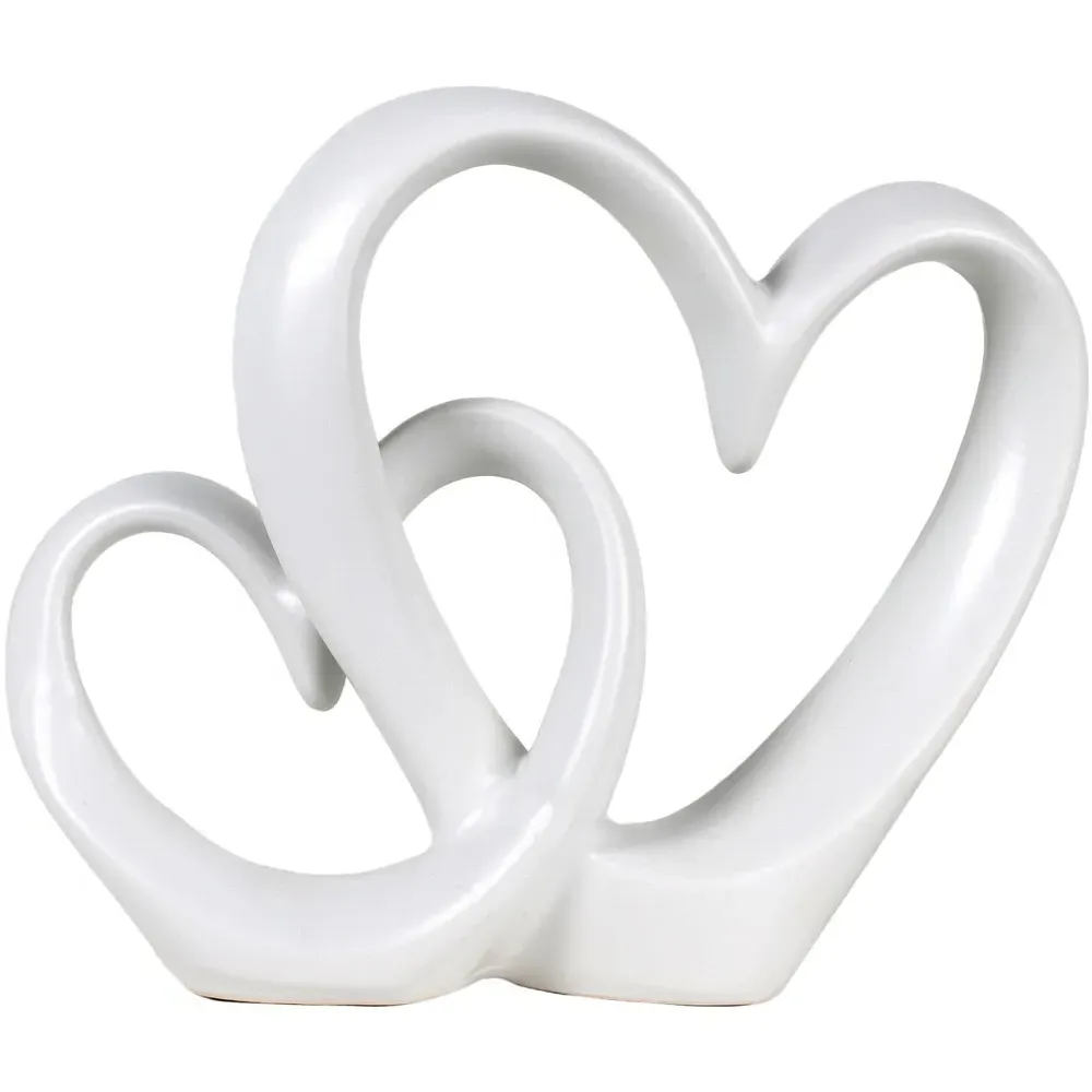 Double Heart Ornament - Black, White