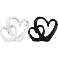 Double Heart Ornament - Black, White