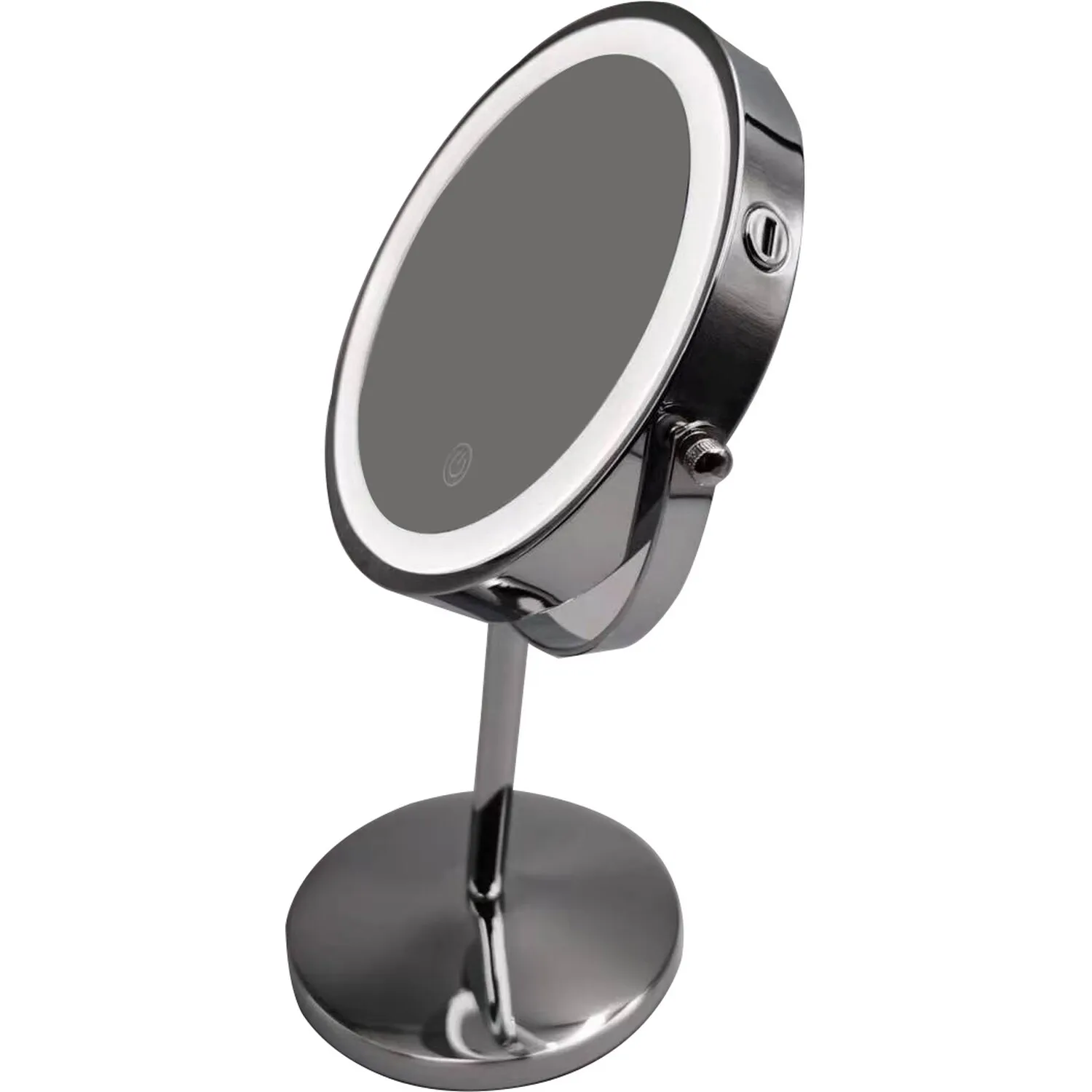 Double Sided LED Vanity Mirror with Touch Screen - Silver