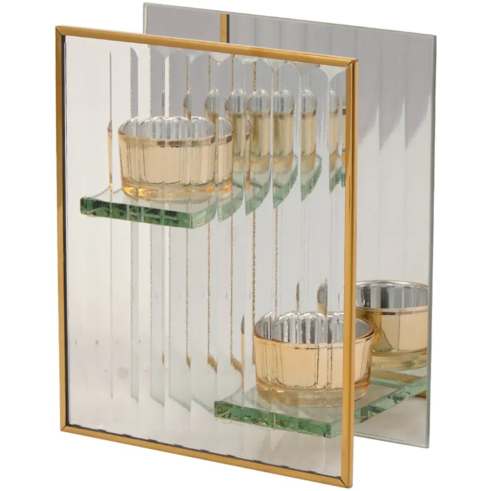 Double Tealight Holder - Gold, Metal image