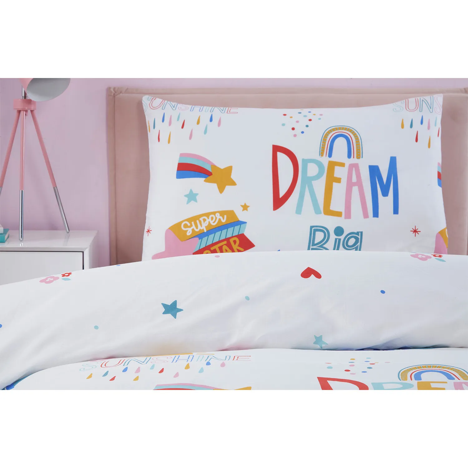 Dream Big Single Duvet Cover Set - White