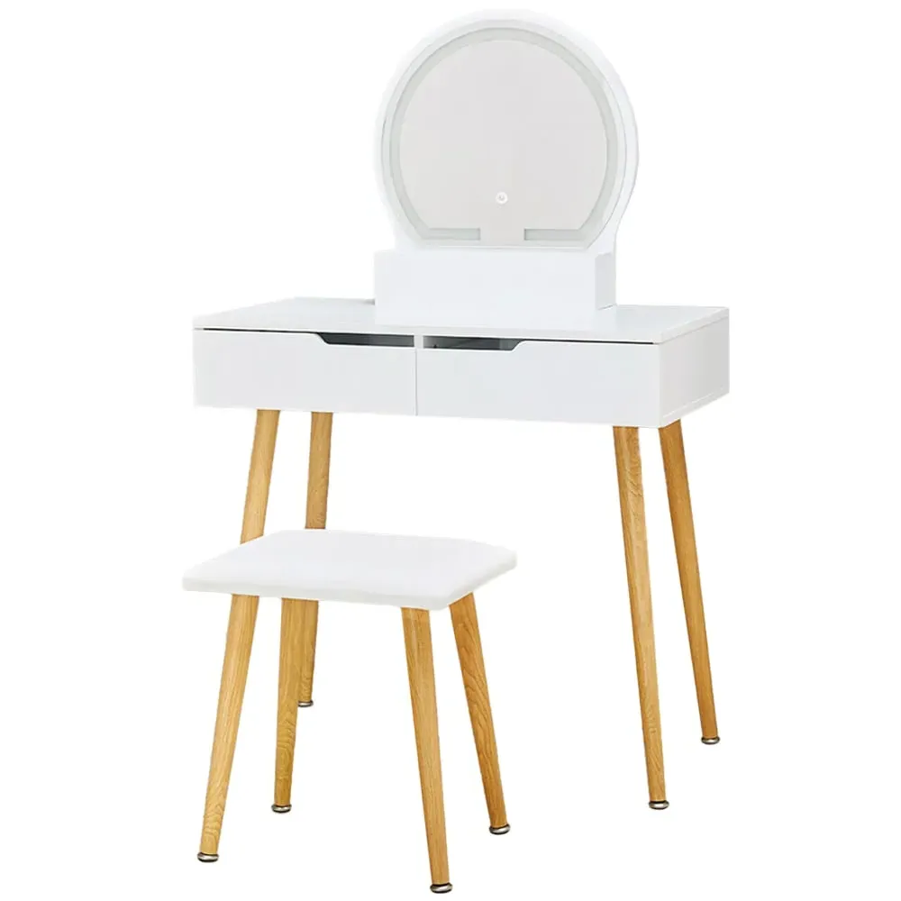 Dressing Table Set with LED Mirror - White