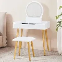 Dressing Table Set with LED Mirror - White