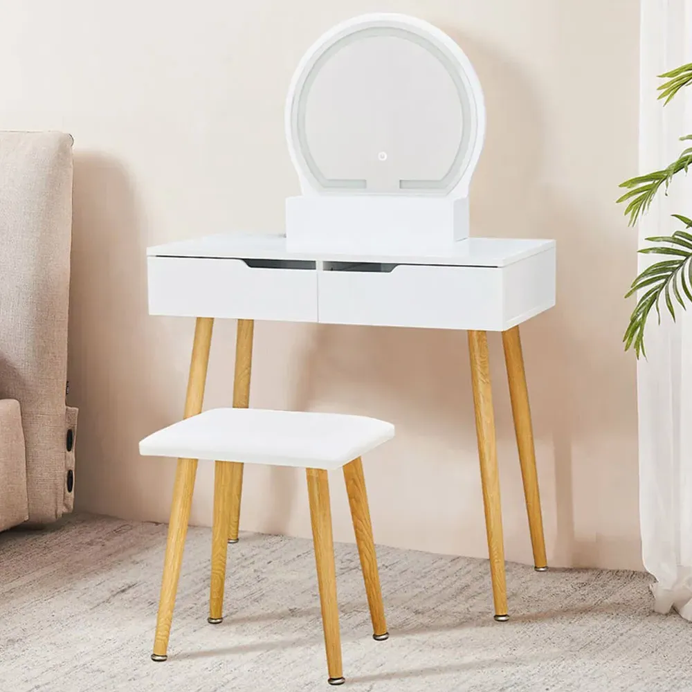 Dressing Table Set with LED Mirror - White image