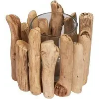 Driftwood Candle Holder - Brown