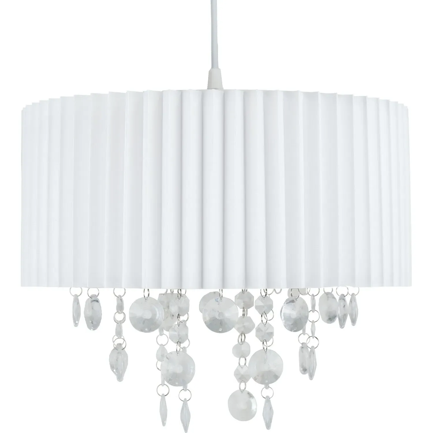 Droplet Lamp Shade with Pleated Design - White