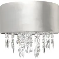 Droplet Pendant Lamp Shade with Crystals - Grey, Velvet