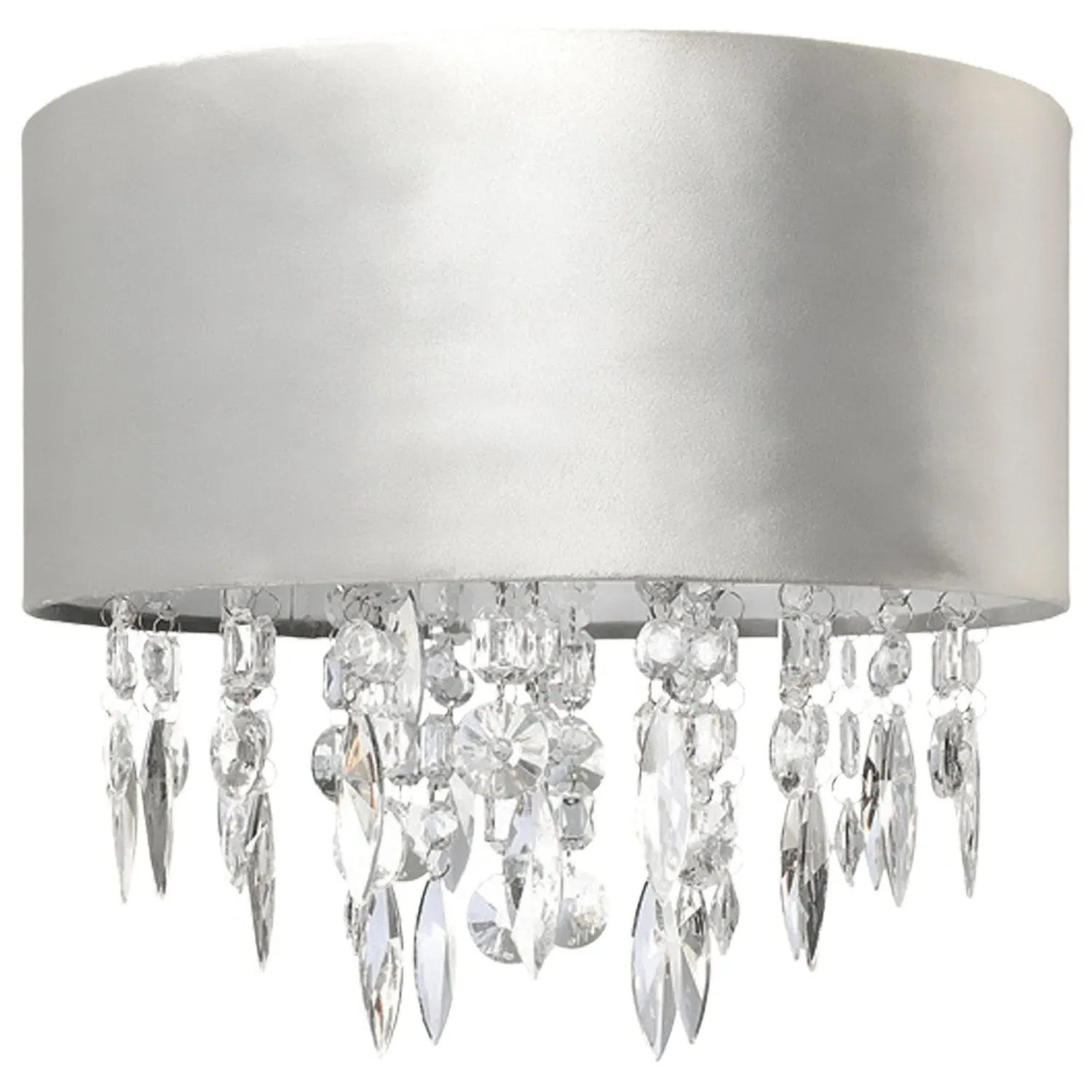 Droplet Pendant Lamp Shade with Crystals - Grey, Velvet