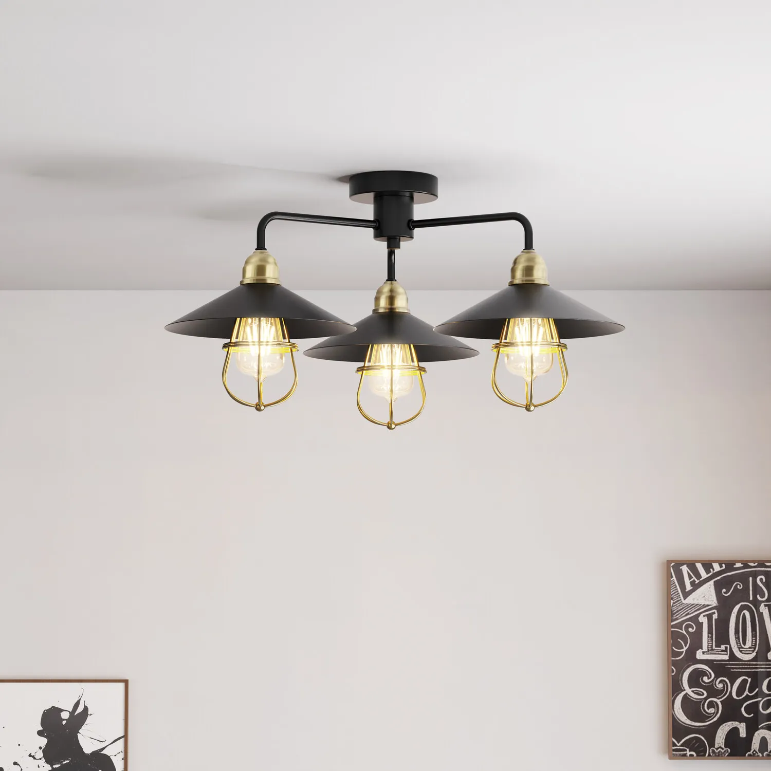 Dylan 3 Arm Ceiling Fitting - Black