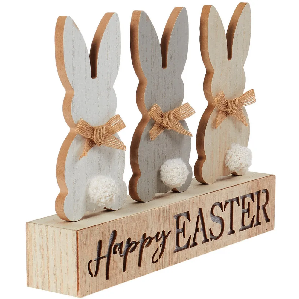 Easter Bunny Ornament with Pom-Pom Tails