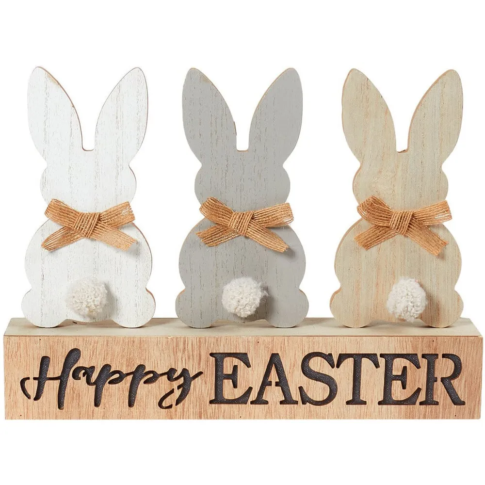 Easter Bunny Ornament with Pom-Pom Tails image