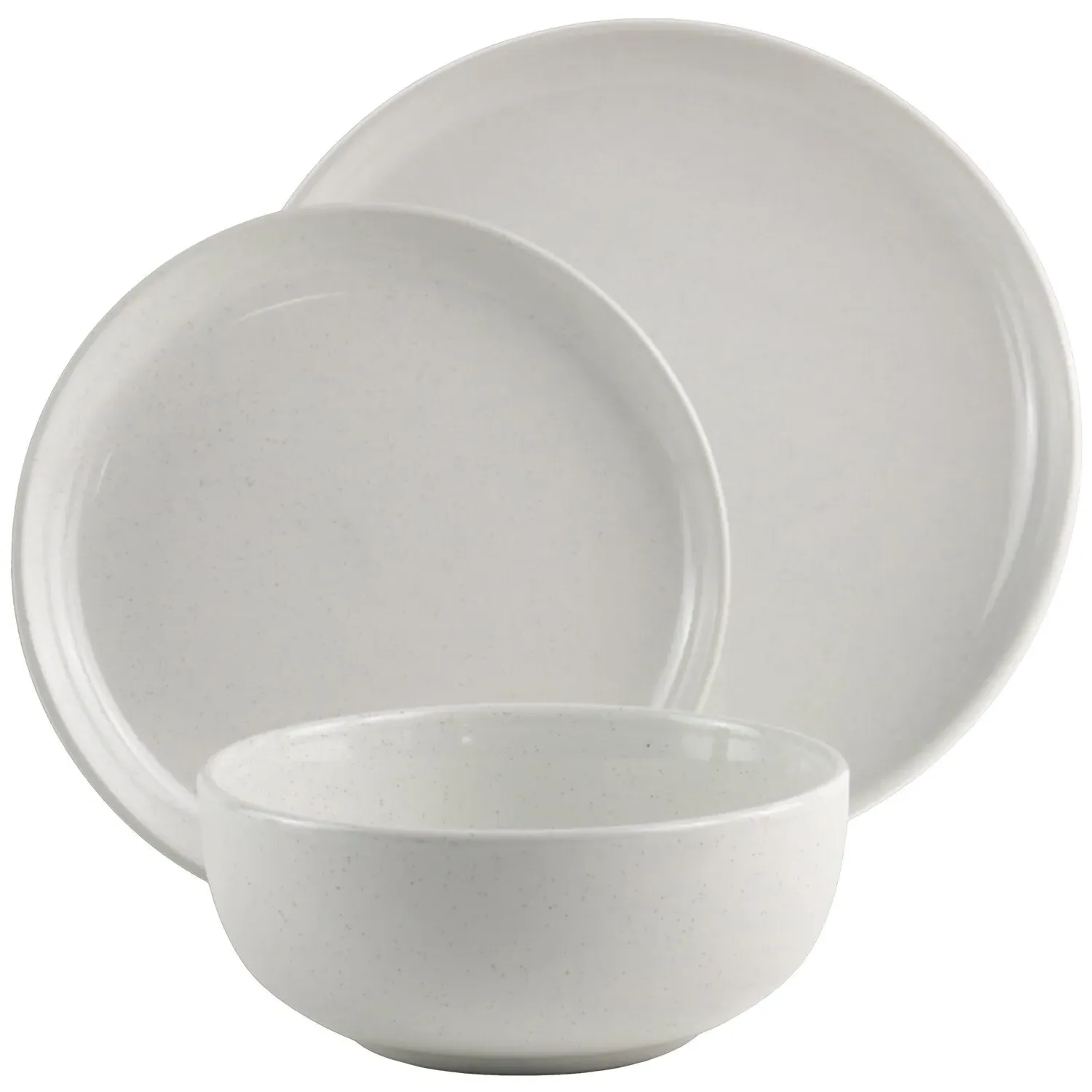 Easy Living 12 Piece Speckled Dinner Set - White