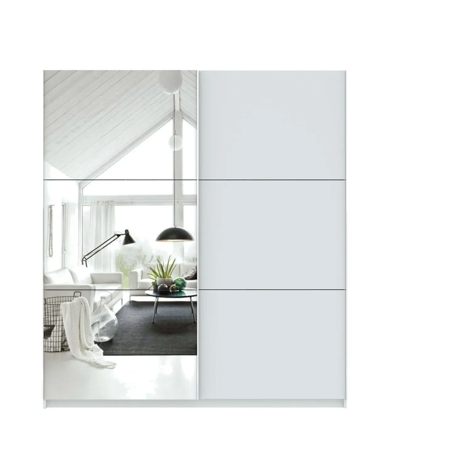 Echo 2-Door Wardrobe with Sliding Mirror - White