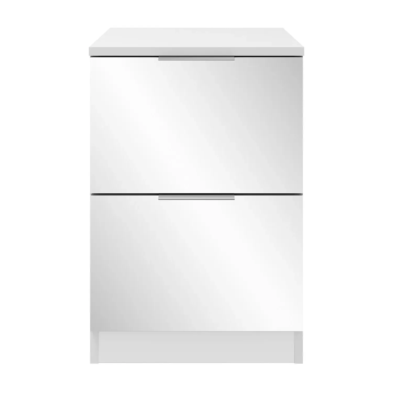 Echo 2 Drawer Mirrored Bedside Table - White