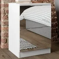 Echo 2 Drawer Mirrored Bedside Table - White