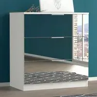 Echo 3 Drawer Wide Chest of Drawers - White, Mirrored