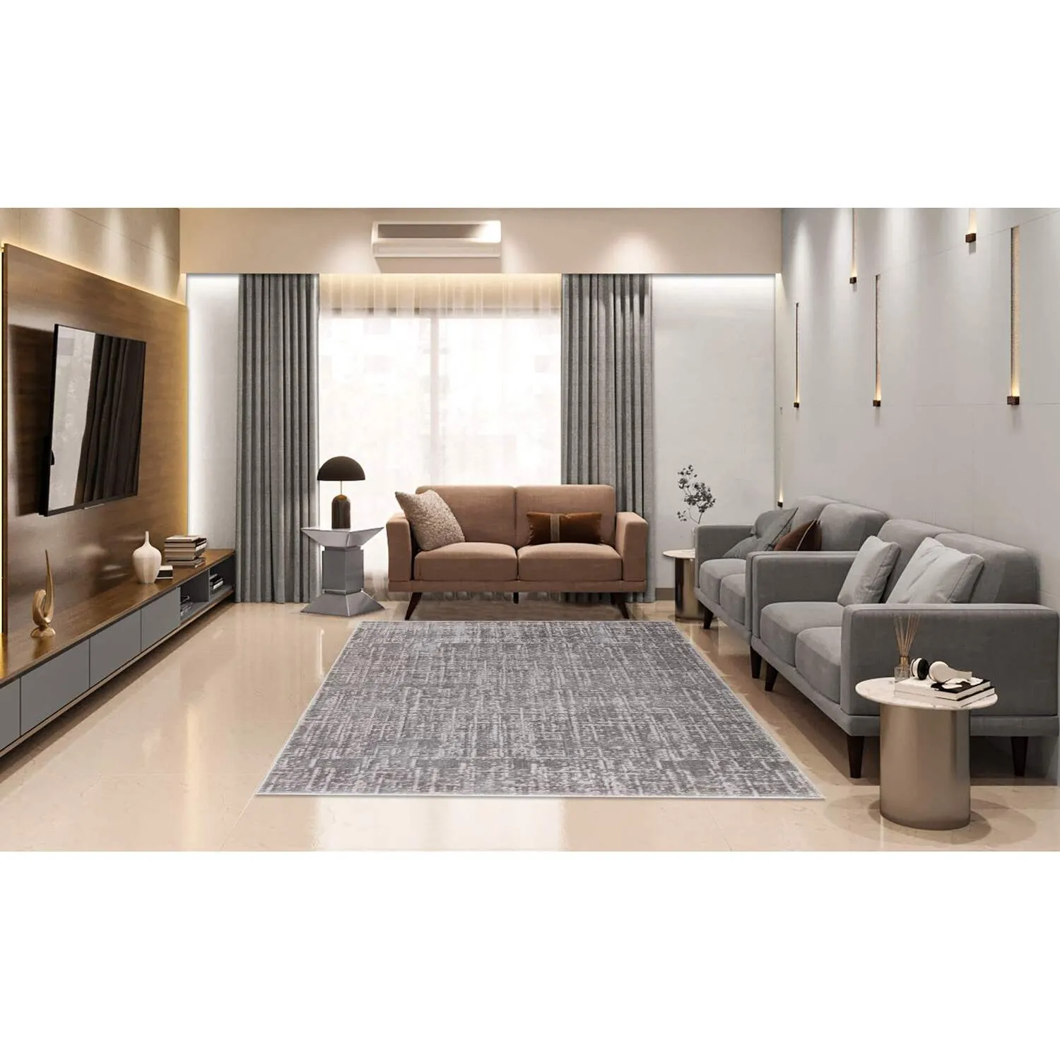 Eden 120cm Textured Rug - Grey