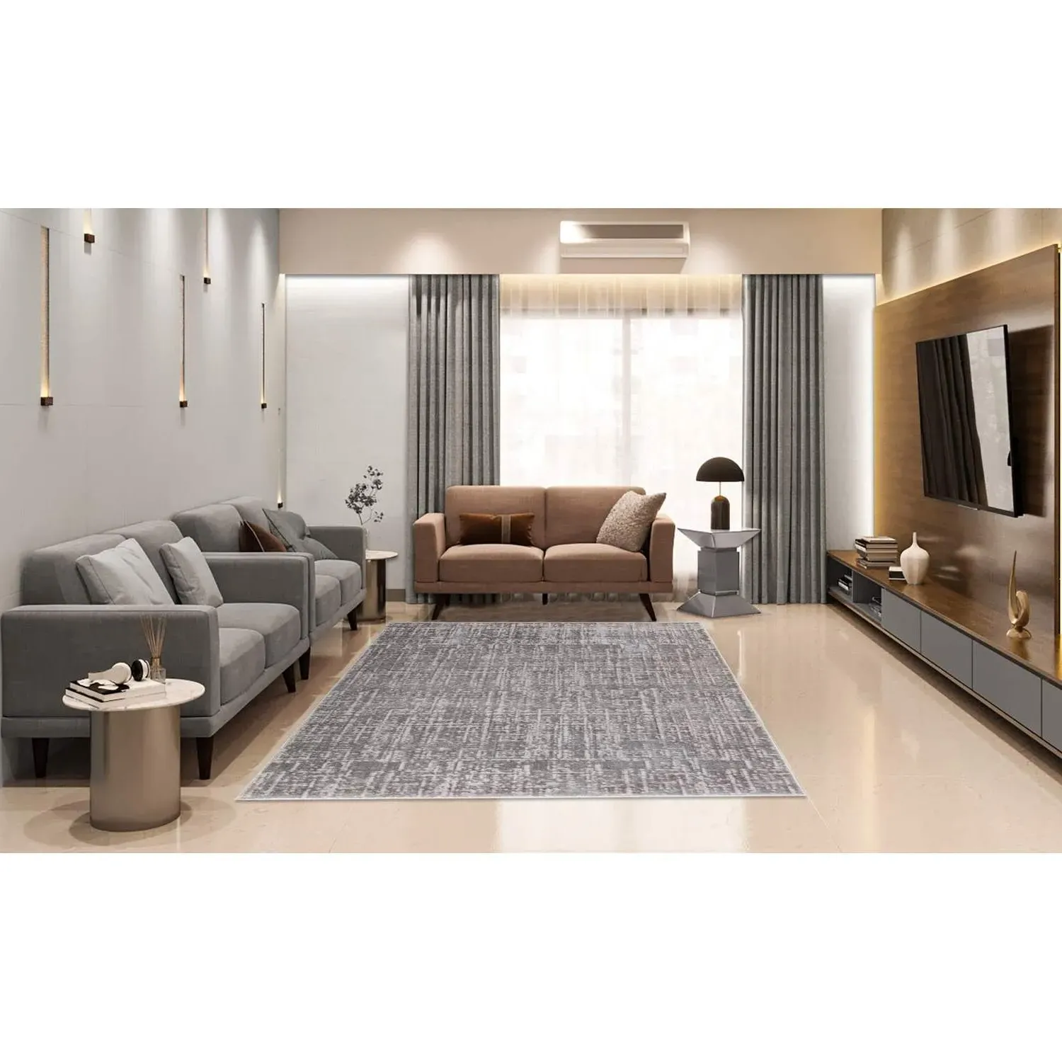 Eden 80cm Textured Rug - Grey