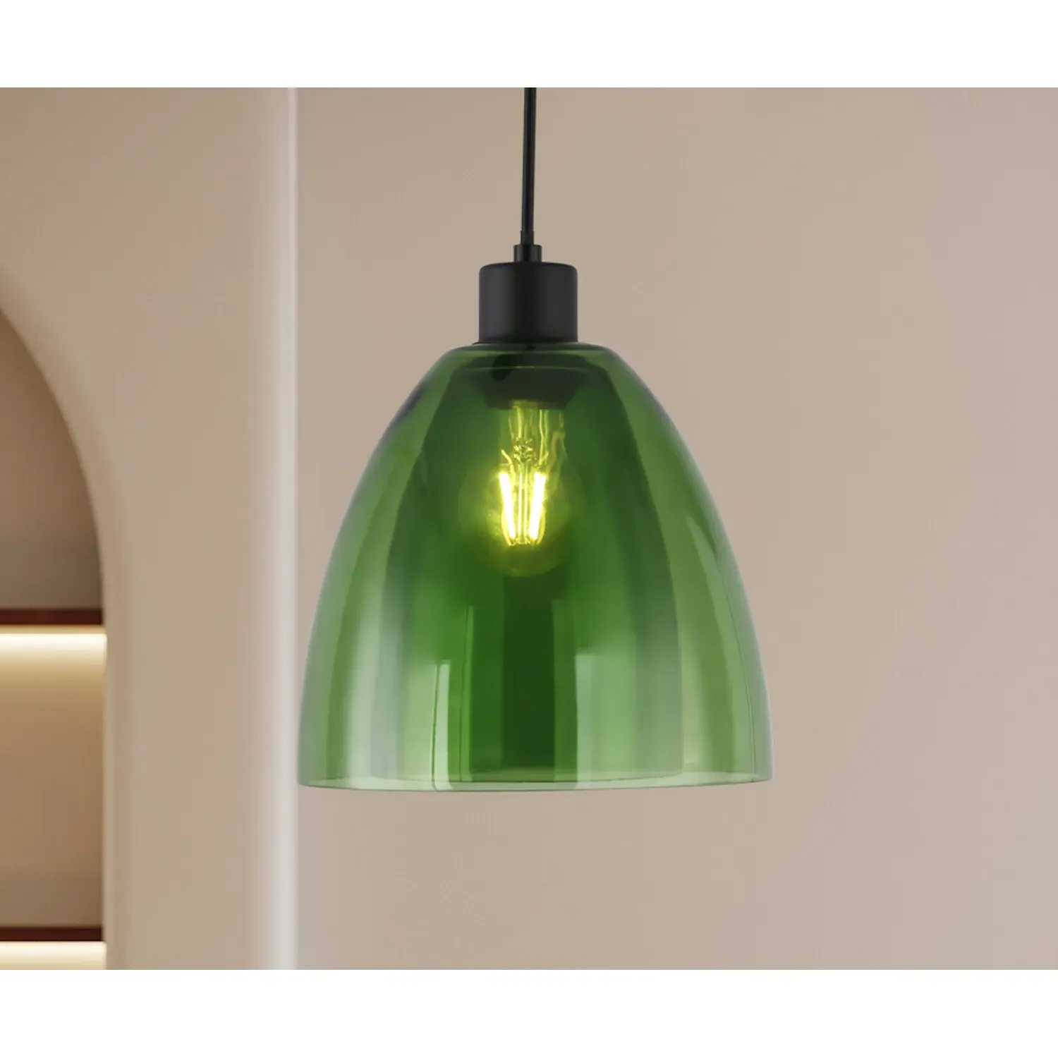 Eden Glass Dome Pendant Light - Green