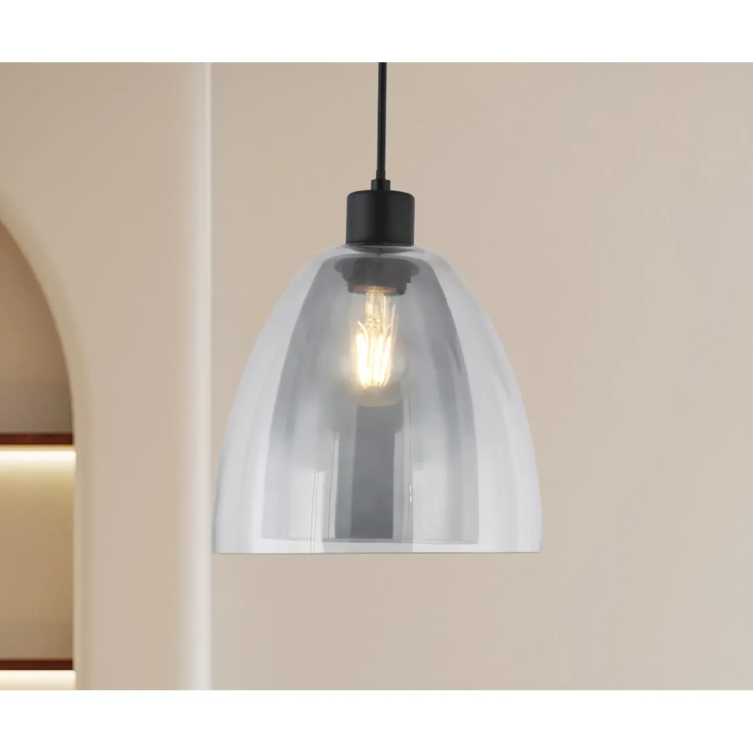 Eden Glass Dome Pendant Light - Smoked