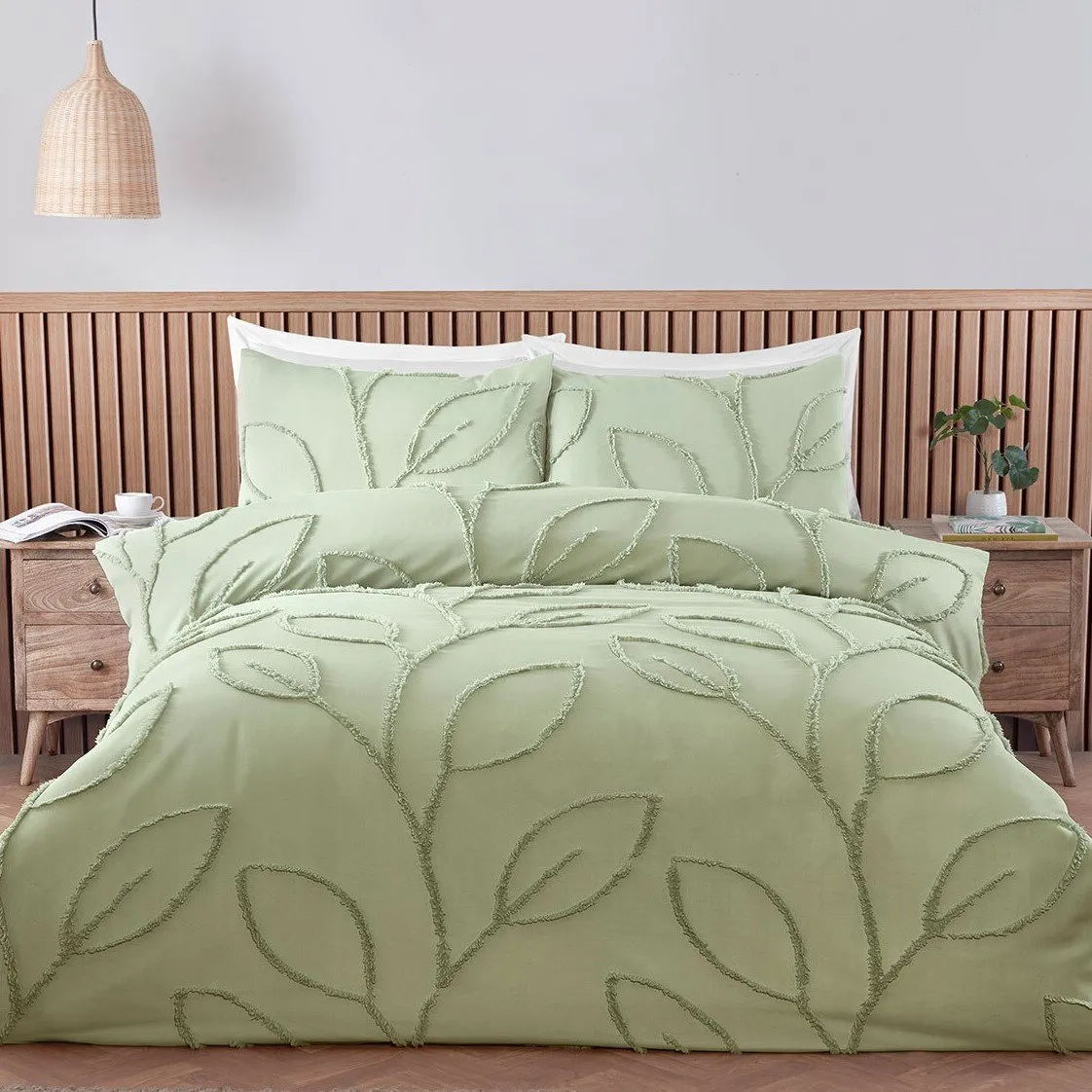 Eden Tufted Double Duvet Set - Sage