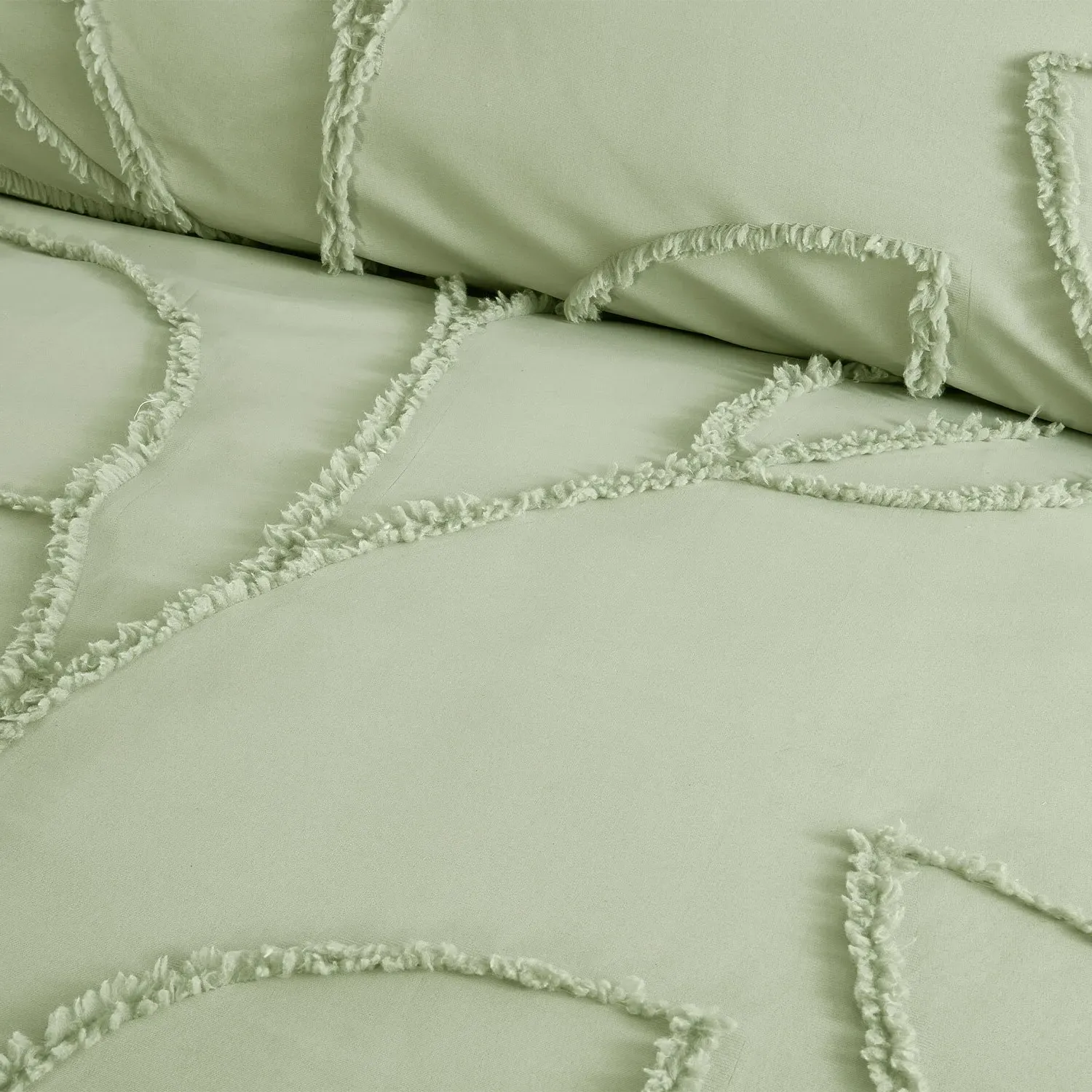Eden Tufted Superking Duvet Set - Sage