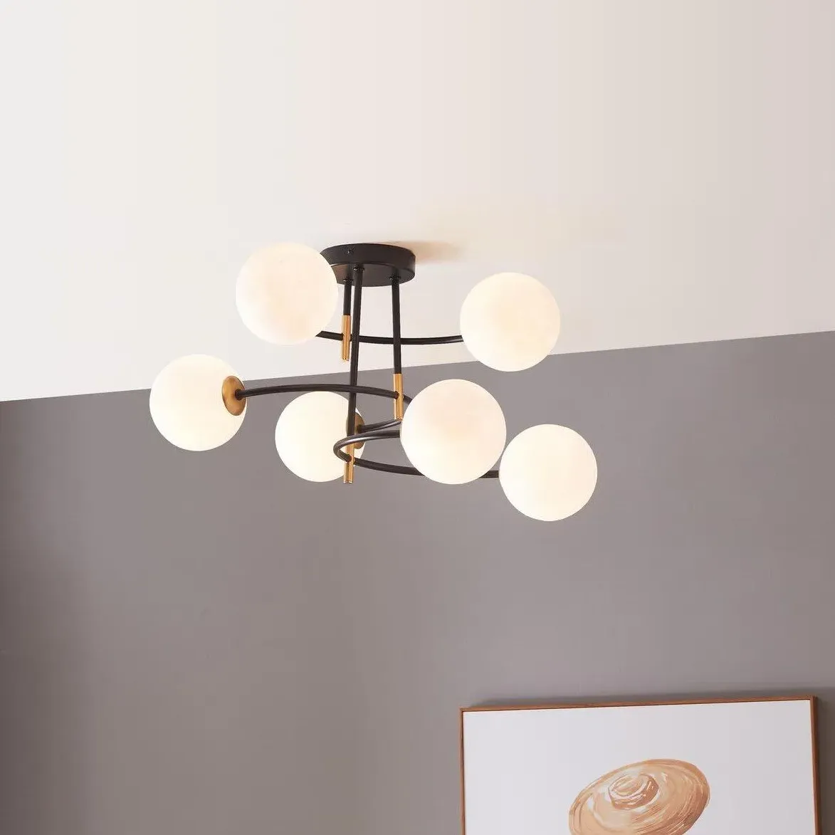 Elara 6 Light Ceiling Fitting - Black, Metal image