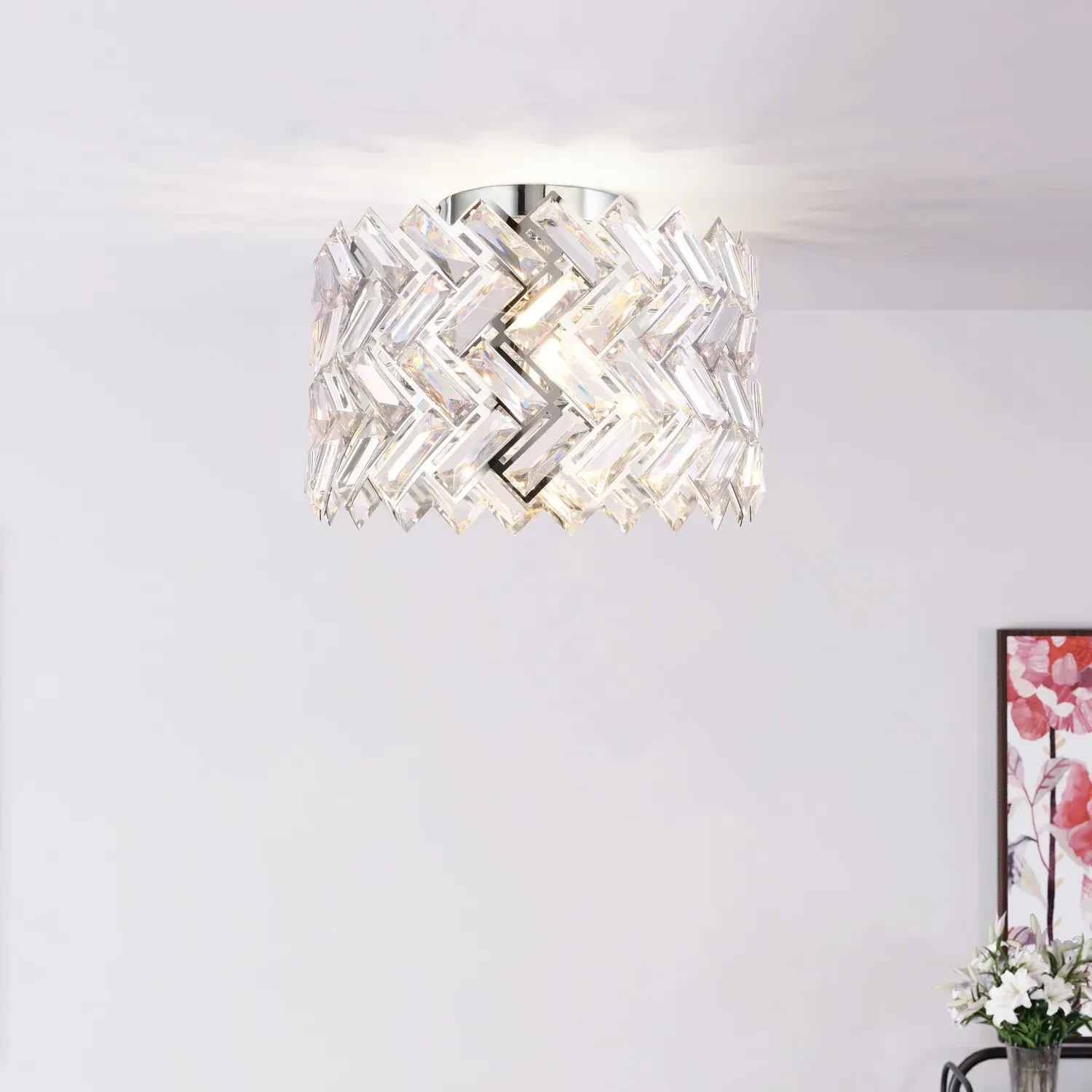 Eleanor Flush Ceiling Fitting - Silver