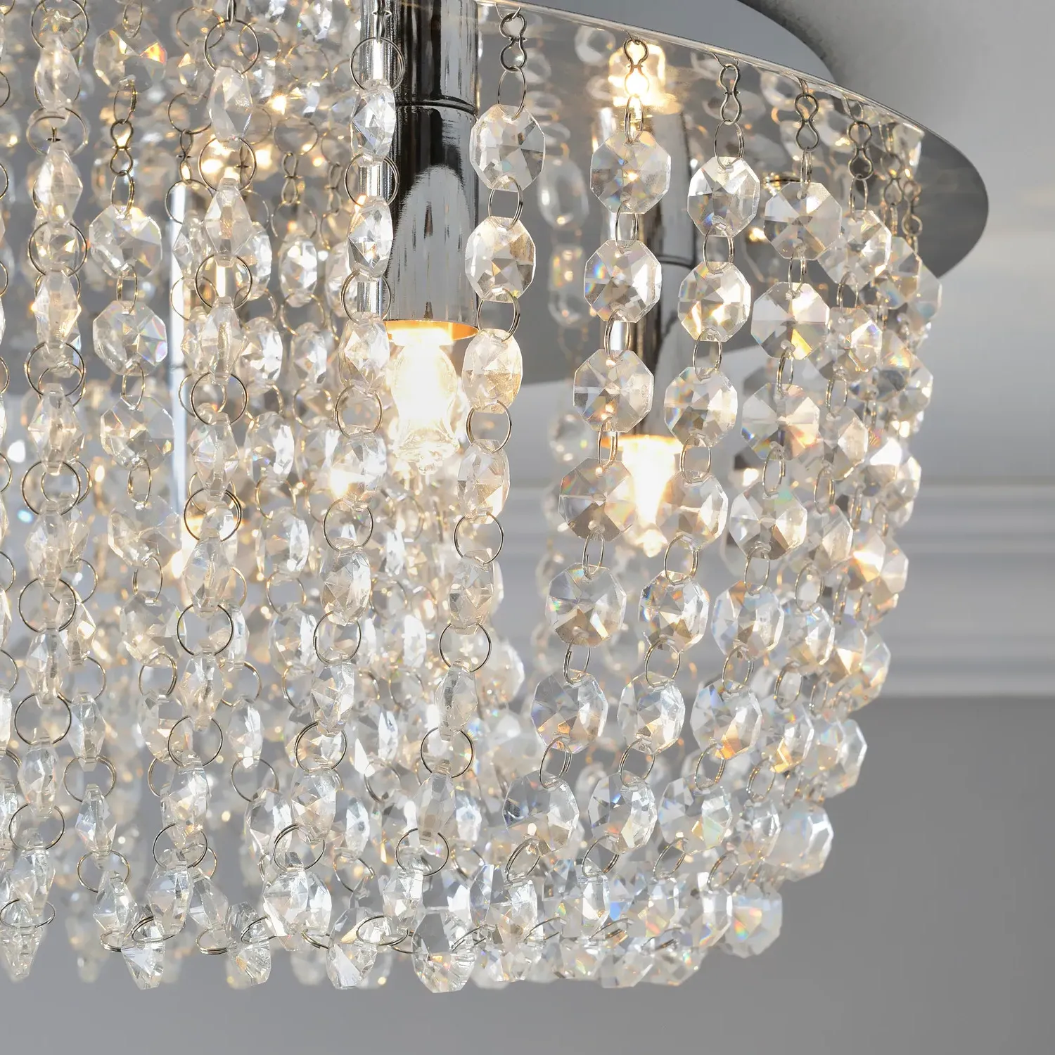 Elegance Crystal 6 Light Ceiling Fitting - Silver
