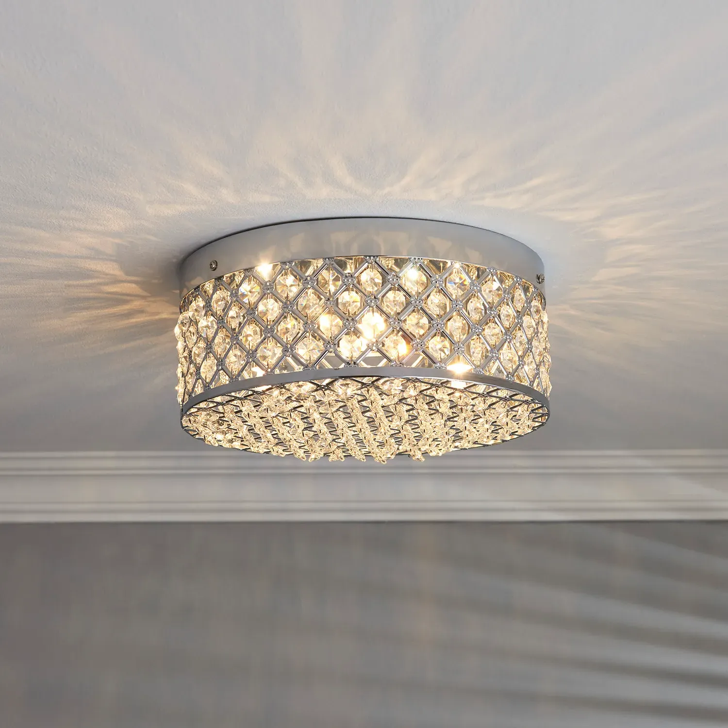 Elements Crystal Flush Ceiling Light - Chrome