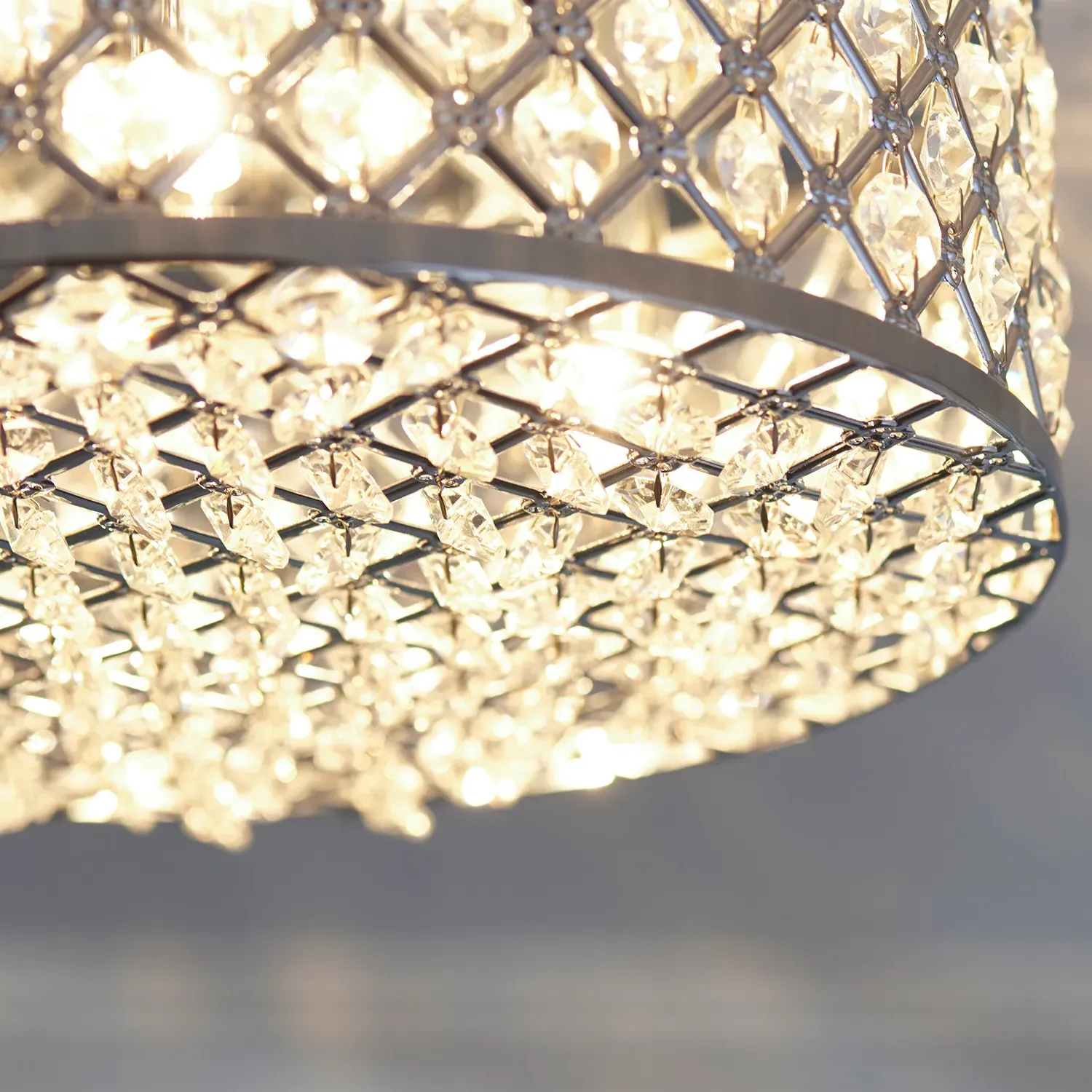 Elements Crystal Flush Ceiling Light - Chrome