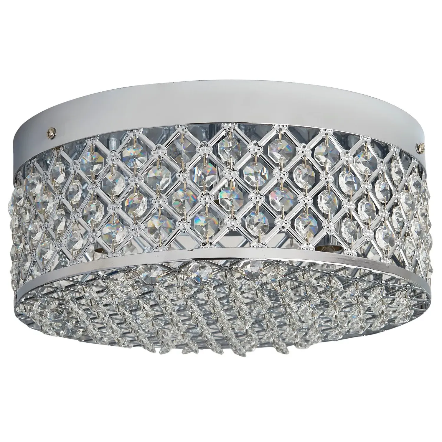 Elements Crystal Flush Ceiling Light - Chrome