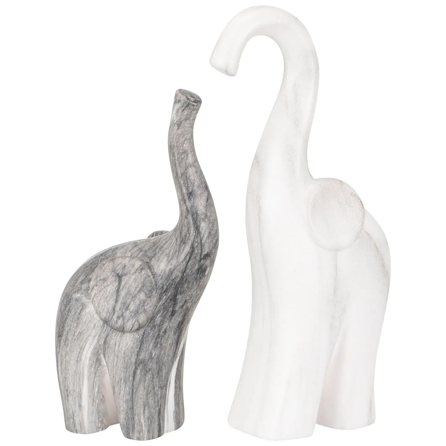Elephant Statue Set of 2 - Grey, Marble Effect image