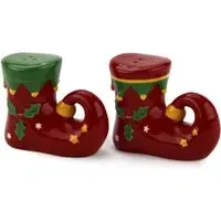 Elf Boot Salt and Pepper Shakers - Red