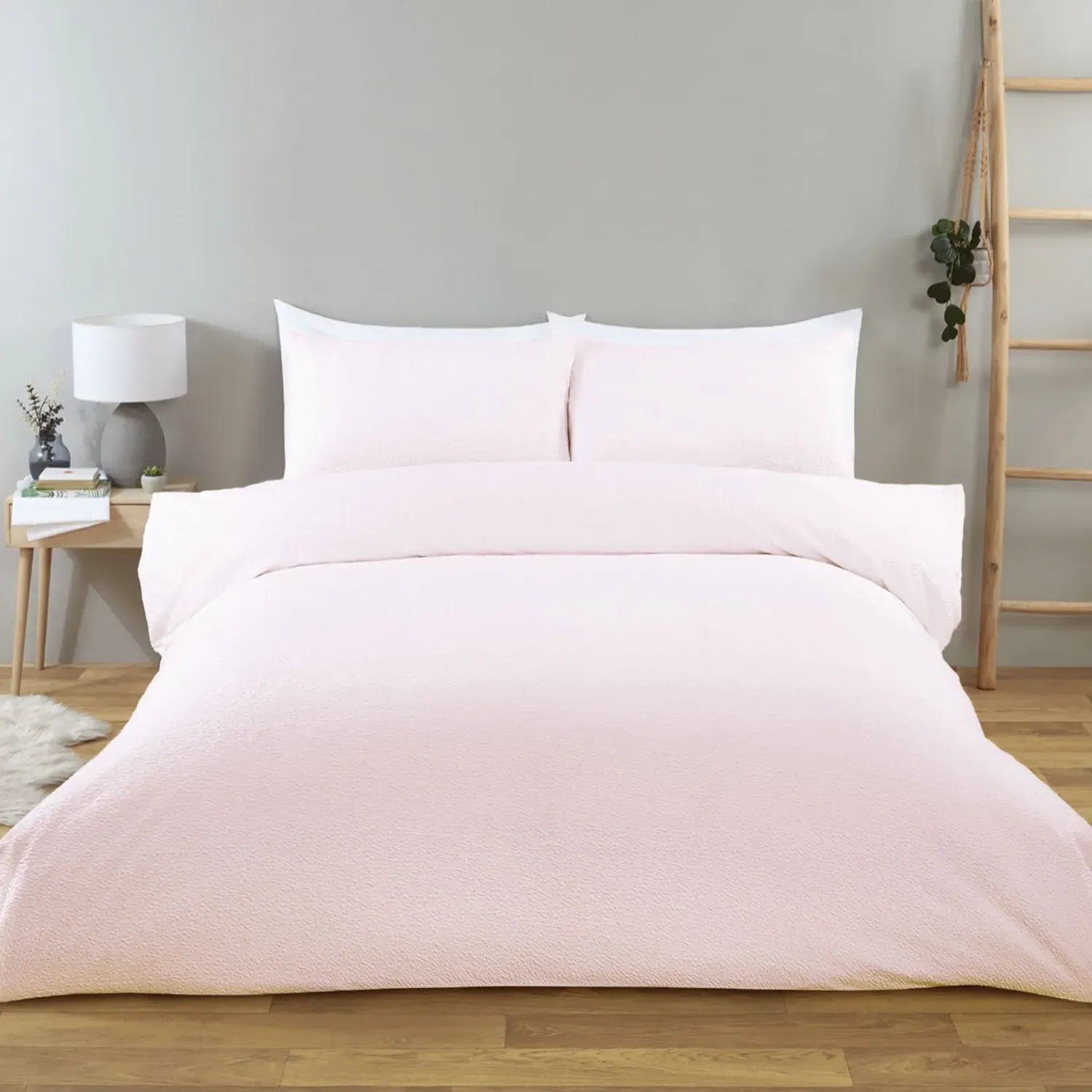 Elise King Size Crinkle Duvet Set - Pink