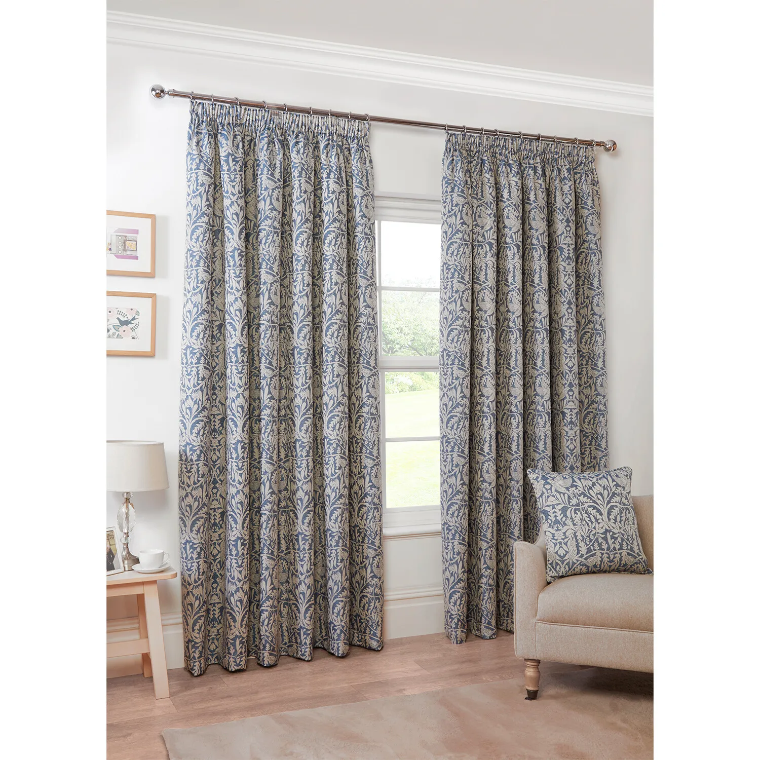 Elmsley Taped Curtain - Navy