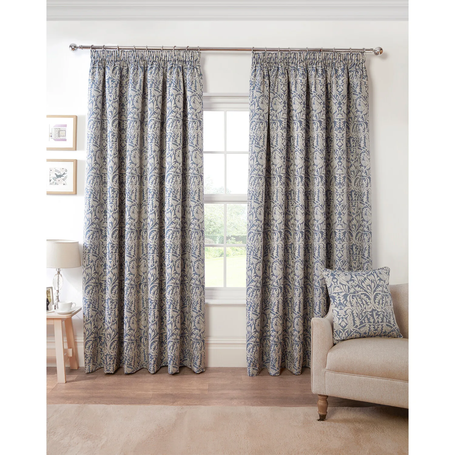 Elmsley Taped Curtain - Navy